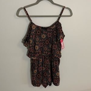 NWT Black Floral Off the Shoulder Romper